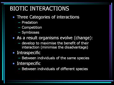 BIOTIC INTERACTIONS