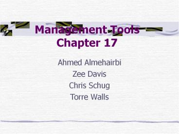 Management Tools Chapter 17