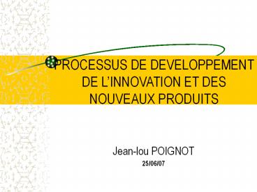 PROCESSUS DE DEVELOPPEMENT DE L