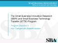The Small Business Innovation Research (SBIR) and Small Business Technology Transfer (STTR) Program PowerPoint PPT Presentation