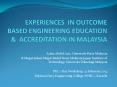 EXPERIENCES IN OUTCOME BASED ENGINEERING EDUCATION PowerPoint PPT Presentation