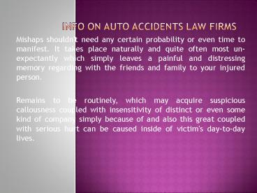 Info on Auto accidents Law firms