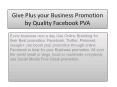 Local marketing Boost promotion by using Facebook PVA PowerPoint PPT Presentation