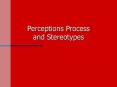 Perceptions Process      and Stereotypes PowerPoint PPT Presentation