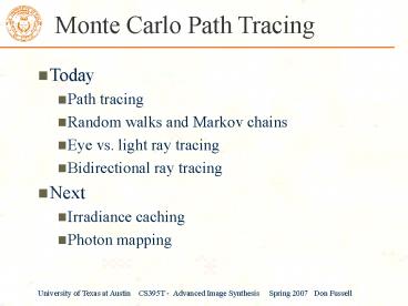 Monte Carlo Path Tracing
