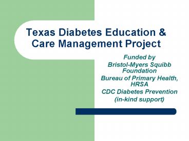 Texas Diabetes Education