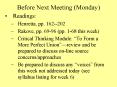 Before Next Meeting (Monday) PowerPoint PPT Presentation