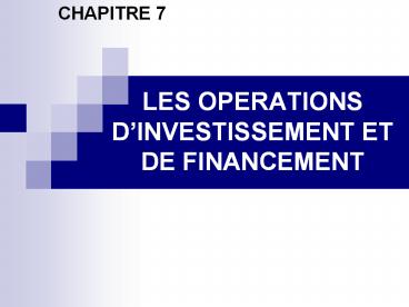 LES OPERATIONS D
