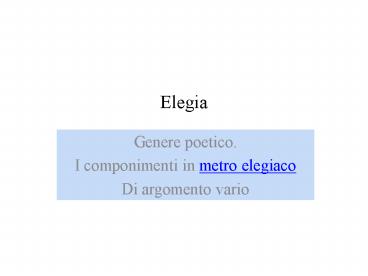 Elegia