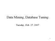 Data Mining, Database Tuning