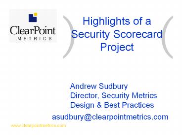 Highlights of a Security Scorecard Project