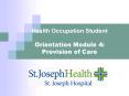 Health Occupation Student  Orientation Module 4: Provision of Care PowerPoint PPT Presentation