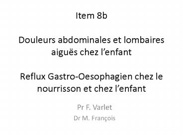Item 8b Douleurs abdominales et lombaires aigu