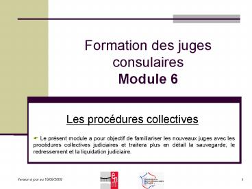 Formation des juges consulaires Module 6