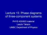 Lecture 15: Phase diagrams of three-component systems