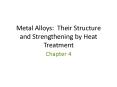 Metal Alloys: Their Structure and Strengthening by Heat Treatment PowerPoint PPT Presentation