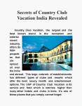 Secrets of Country Club Vacation India Revealed PowerPoint PPT Presentation