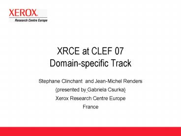 XRCE at CLEF 07 Domain-specific Track