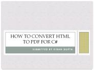 How to convert Html to pdf for c#