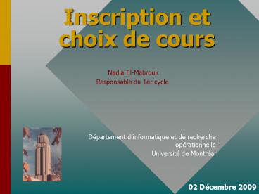 Inscription et choix de cours