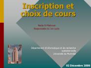 Inscription et choix de cours