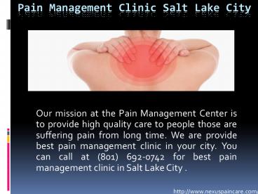 Pain Management Clinic Salt Lake City