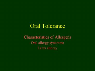 Oral Tolerance