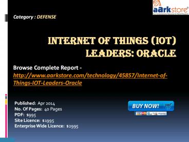 Aarkstore: Internet of Things (IOT) Leaders: Oracle