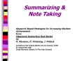 Summarizing and Note Taking Secondary Language Arts PowerPoint PowerPoint PPT Presentation