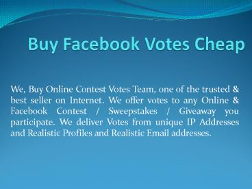 Buy Facebook Contest Votes