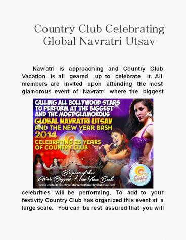 Country Club Celebrating Global Navratri Utsav