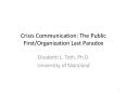 Crisis Communication: The Public First/Organization Last Paradox PowerPoint PPT Presentation