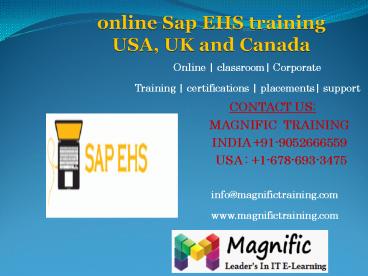 online Sap EHS training USA, UK and Canada