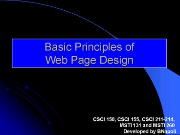 Basic Principles of Web Page Design
