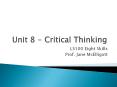 Unit 8 - Critical Thinking PowerPoint PPT Presentation