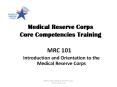 Medical Reserve Corps  Core Competencies Training PowerPoint PPT Presentation