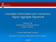 Cascaded Authorization with Anonymous-Signer Aggregate Signatures