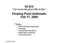 Floating Point Arithmetic Feb 17, 2000 PowerPoint PPT Presentation