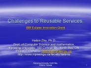 Challenges to Reusable Services-IBM Eclipse Innovation Grant