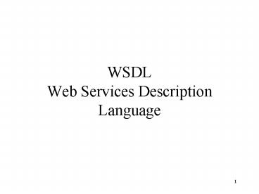 WSDL Web Services Description Language