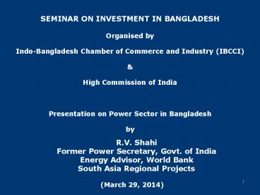 SEMINAR ON INVESTMENT IN BANGLADESH