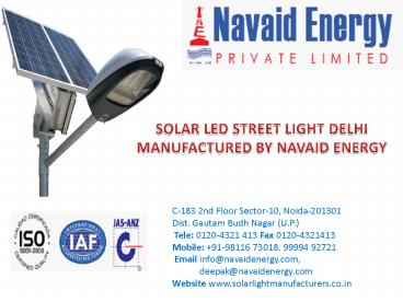 Solar LED Street Lights Delhi NCR|