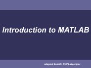 Introduction to MATLAB