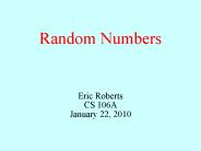 Random Numbers