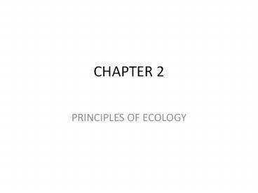 PRINCIPLES OF ECOLOGY