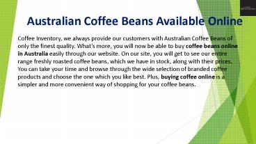 Buy Coffee Beans Online Queensland