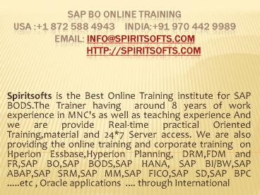 SAP BO Online Training | SAP BO Job Support