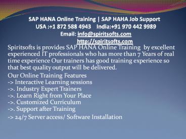 SAP HANA Online Training