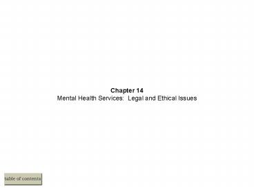 Chapter 14 Mental Health Services: Legal and Ethical Issues