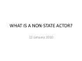 WHAT IS A NON-STATE ACTOR? PowerPoint PPT Presentation